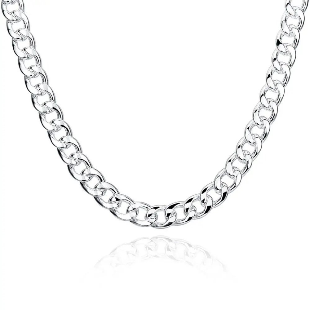 Awesome 22 Inch Open Cuban Link Chain 10mm Wide, Stamped 925 Sterling Silver - Picture 5 of 7